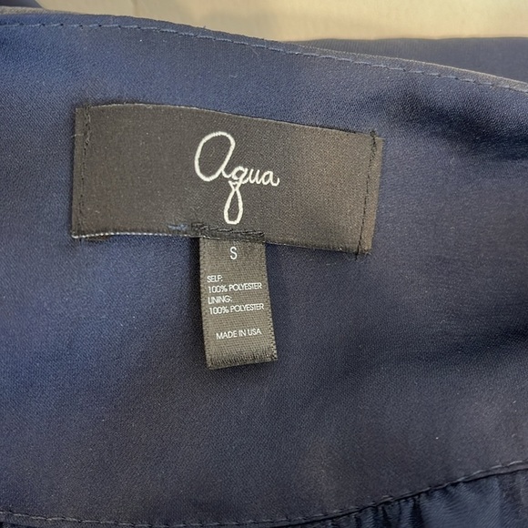 Aqua Navy Blue Elastic Waist Band & Black satin faux tie Bloomingdales Exclusive - Picture 6 of 7